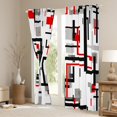 thumbnail image 3 of Homewish Patchwork Geometric Checkered Curtains Pack of 2 (42x84 Each),Striped Lines Pattern Curtains Blackout,White Red Gray Bedroom Curtains For Men Women,Super Cozy Room Decor, 3 of 6