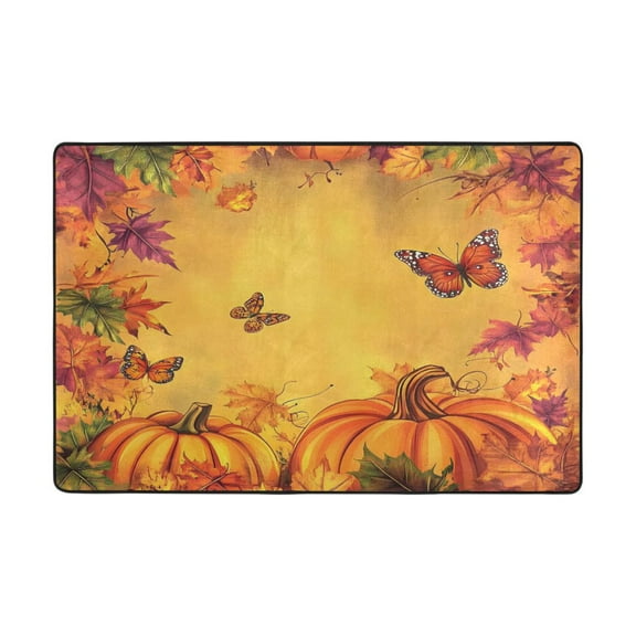 Ryvnso Fall Pumpkins Sunflower Butterfly Area Floor Mats Large Nursery Rugs Non-Slip Carpets Doormat 36" x 24"