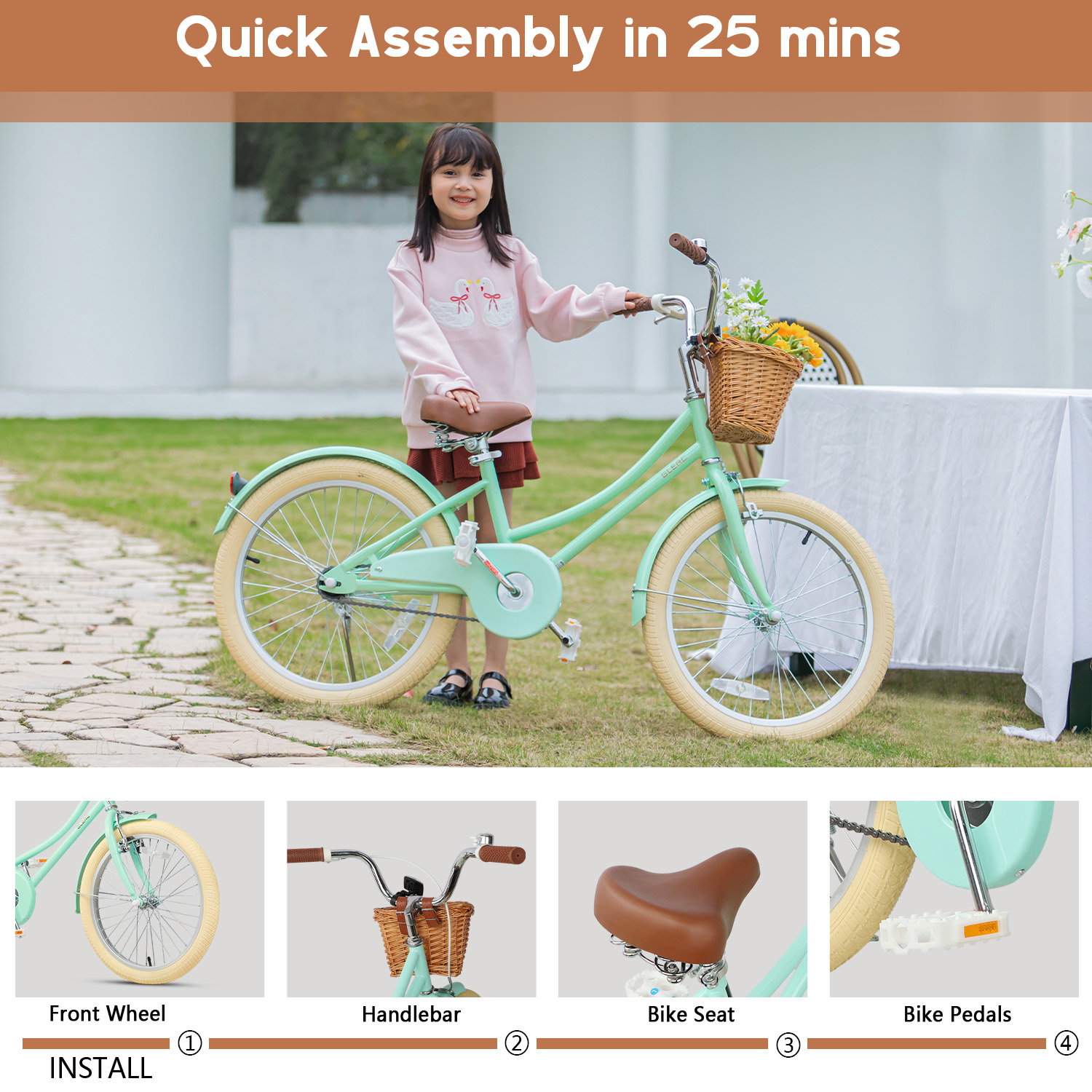 Glerc Little Molly 20" Girls Bike, Mint Green photo 4