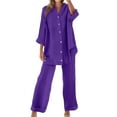 thumbnail image 4 of Ploknplq Jumpsuits for Women,Jogging Suits for Women Plus Size,Lounge Sets for Women,Shirt Tops Pockets Pants Shirt Trousers Set,Matching Sets Women Clothing,Track Suits for Women Set Purple M, 4 of 5