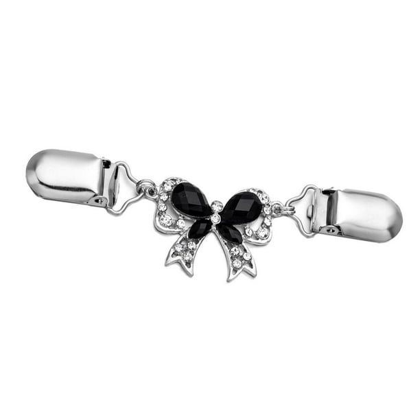 Clip de cuello suéter retro Sunnimix broche Pin Nudo negro