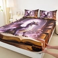thumbnail image 4 of Metsweet Purple Dragon Bed Sheets 4-Piece, Chic Flowers Full Size Sheets, Purple Pink Brown,1 Fitted Sheet, 1 Flat Sheet and 2 Pillowcases, 4 of 5