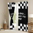 thumbnail image 3 of jejeloiu Race Car Blackout Curtains Set of 2 (52x84 Each),Geometric Geometric Plaid Window Curtains,White Black Curtains and Drapes For Boys Kids,Ultra Soft Home Decor, 3 of 6