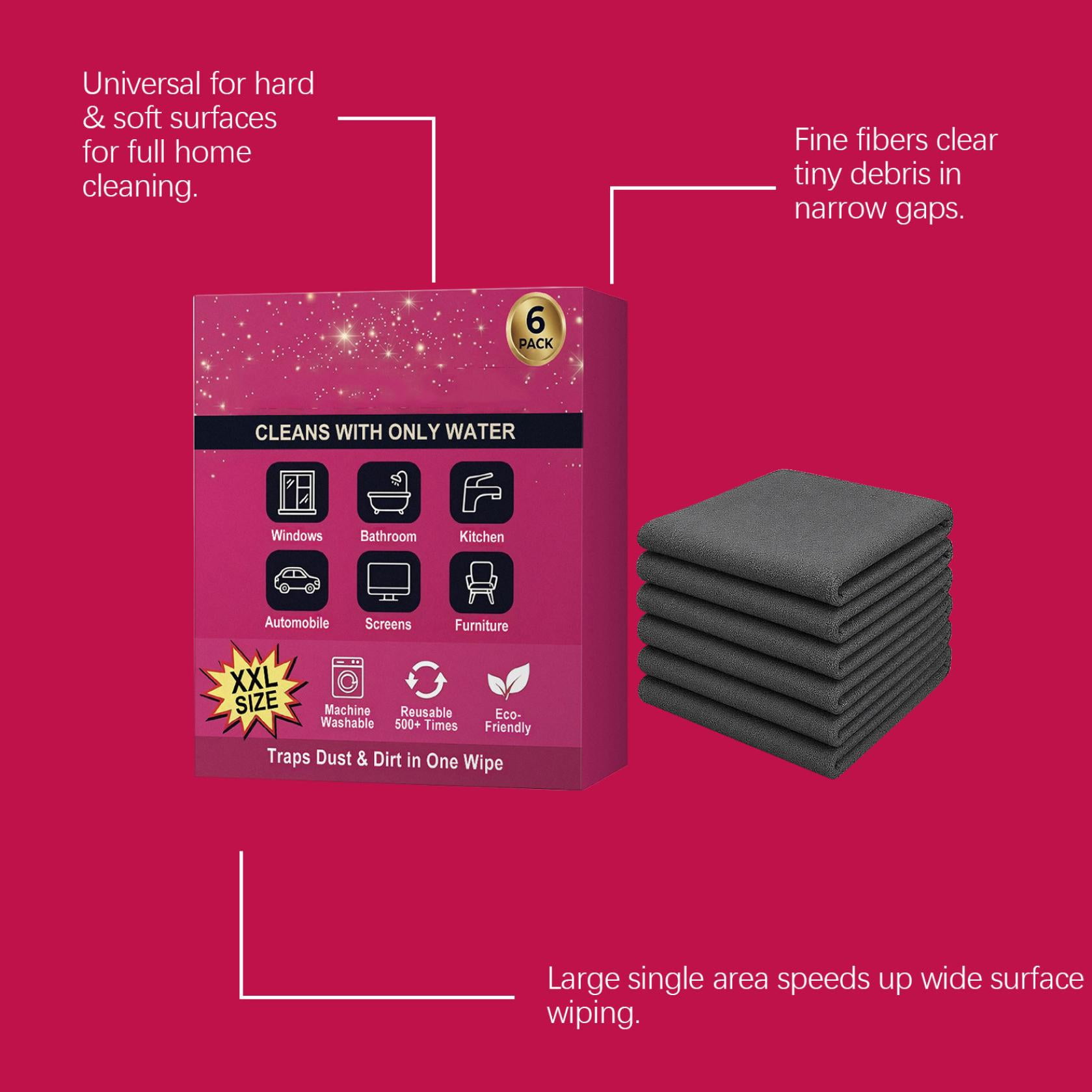 Genie Magic Cleaning Cloth 6-Pack, Lint Free Washable Reusable