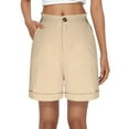 thumbnail image 2 of Clearance! Women's Bermuda Shorts 2025 Summer High Waisted Pocket Shorts Plus Size Business Casual Dressy Shorts Khaki XXXL Size, 2 of 8