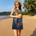 thumbnail image 3 of Fotbe Neon Seahorse Underwater Realm Vestido de Verano sin Mangas para Mujer – Vestido Midi Línea A, Estilo Camiseta Floral, Vestido Playero Casual y Fluido, 3 of 7