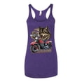 thumbnail image 2 of American Motorcycle Wolves Survivors Made in the USA | Womens Fashion Premium Tri-Blend Racerback Tank Top, Purple Rush, Medium, 2 of 4
