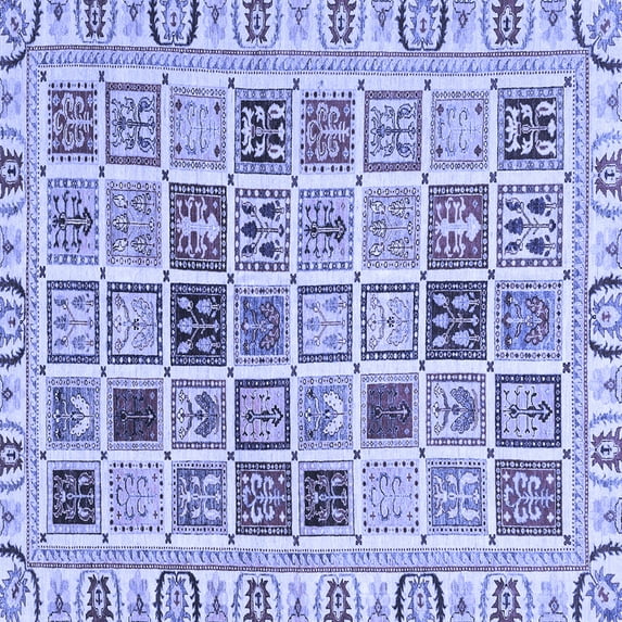 Ahgly Company Machine Washable Indoor Square Oriental Blue Modern Area Rugs, 5' Square