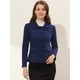 thumbnail image 2 of Blazer informal estilo peplum con botones y cuello de Peter Pan para mujer Azul oscuro M, 2 of 5