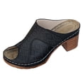 thumbnail image 4 of Rokment Geometric High Heels Dressy Slides Sandals for Women Ladies 2026 Fashion Casual Leather Open Peeptoe Orthopedic Platform Block Heeled Dress Slip on Summer Shoes Black Size 6.5, 4 of 5