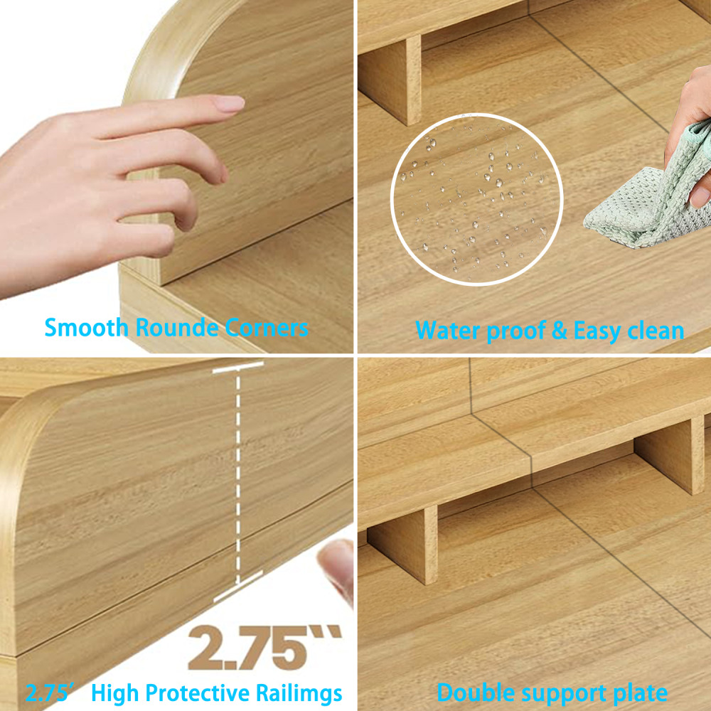 54" x 27.5"Washer Dryer Countertop with Non-slip Pads, Laundry Wood Shelf Topper with Edge, Double Layer Organizer for Washer and Dryer Laundry Hamper Counter Storage, Natural Wood