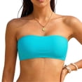 thumbnail image 6 of EliteGoogv Bandeau Bikini Top For Women Removable Straps Tube Swimsuit Top Summer Beach Pool Swimwear Sky Blue, 6 of 7