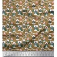 thumbnail image 1 of Soimoi Rayon Fabric Tree & House Architectural Print Fabric by The Yard 56 Inch Wide, 1 of 3