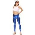 thumbnail image 2 of Sakkas Footless Liquid Wet Look Shiny Metallic Stretch Leggings - Royal Blue - Small, 2 of 6