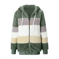 thumbnail image 4 of Outfmvch Winter Coats for Women Fleece Jacket Women Cashmere Sweaters for Women Womens Winter Coats Women's Plus Size Casual Color Block Plush Sweatshirt Zipper Hoodie Loose Blouse Warm Coat Green L, 4 of 6