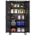 thumbnail image 1 of Bingirl Armoire de Rangement en Métal de 72 Pouces, 4 Pieds Réglables et Serrure avec Portes et 4 Tablettes Réglables, Noir, 1 of 8