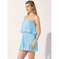 thumbnail image 3 of DARING DIVA Women's Ruffled Pleated Spaghetti Strap Sleeveless Rompers S Blue, 3 of 6