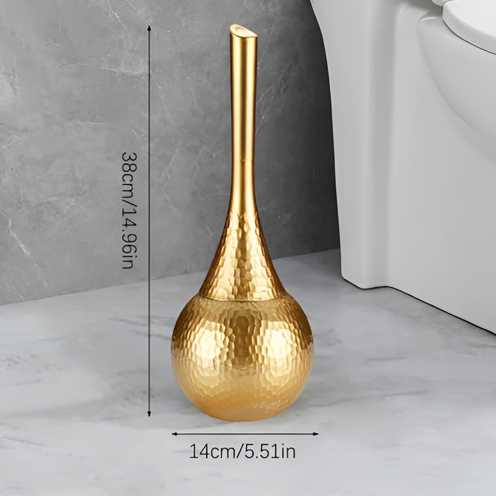 Toilet Brush and Holder Set,Brushed Nickel Modern Bathroom Brush with Anti-Splash Shield 360°Cleaning,ABS Plastic Rust-Proof Waterproof Toilet Bowl Cleaner for Household Cleaning(Gold,5.5x5.5x15")
