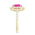 thumbnail image 3 of Rosec Jewels Created Pink Sapphire Floral Ring with Moissanite - Cocktail Ring (AAAA Grade), 18K Yellow Gold, US 4.00, 3 of 9