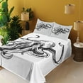 thumbnail image 2 of Ambesonne Octopus Fitted & Top Sheet Set with Shams, Marine Wild Life Sketch, Black White, 2 of 5