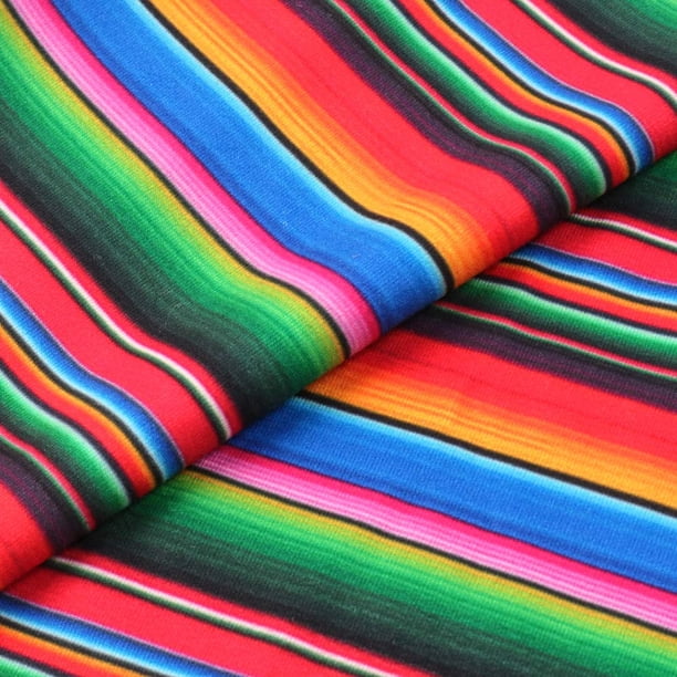 Tela de poliéster de doble cepillado con estampado de rayas étnicas coloridas de David Angie, tejido de punto elástico suave y liso en 4 direcciones por The Yard para costura de vestidos (colorido)