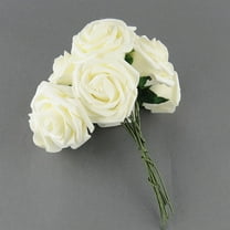 Farfi 10 Pcs Artificial Fake PE Rose Flower DIY Bridal Wedding Home Party Decoration (Ivory)