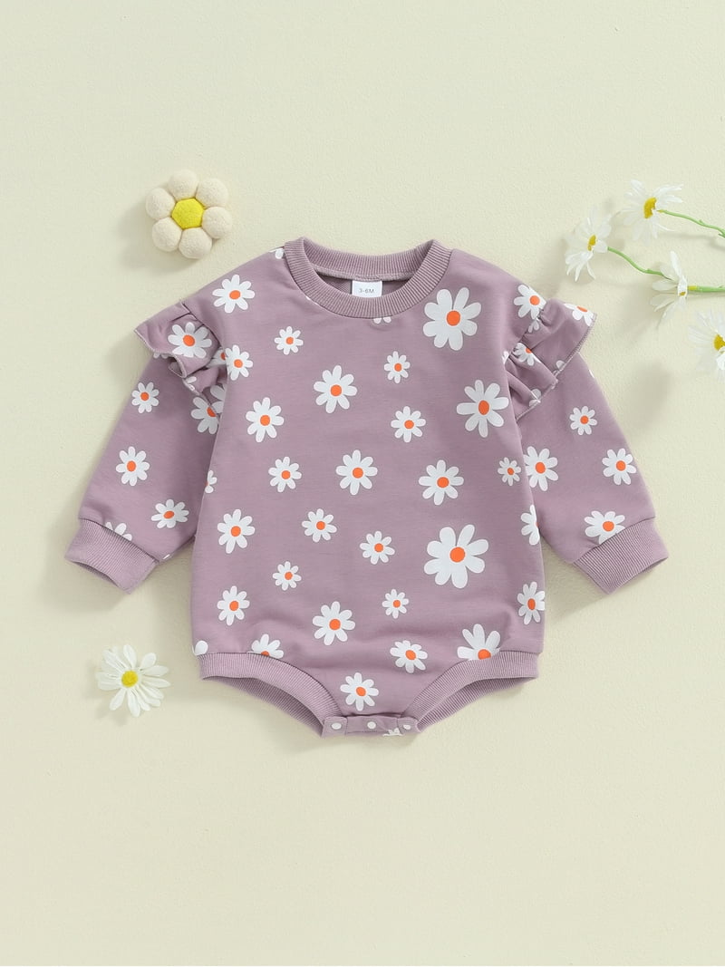 Suealasg Baby Girls Fall Bubble Romper Long Sleeve Round Neck