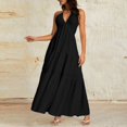 thumbnail image 6 of Misright Women's backless dress, V-neck long dress, A-line high-waisted dress, 6 of 10