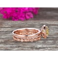thumbnail image 2 of 10k Rose Gold 2.25 Carat 6mm Round Cut Champagne Diamond Moissanite Engagement Rings With Two Matching Wedding Band Halo Design Art Deco, 2 of 5