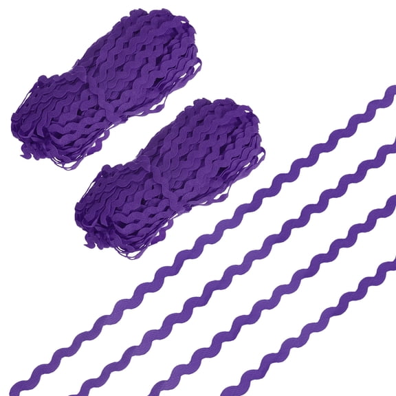 2-Pack Rick Rack Trim, 28 Yard 5mm / 0.2 Inch Wave Bending Fringe Trimming Ribbon, Polyester RIC Rac Trim [Dark Purple]
