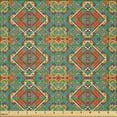 thumbnail image 2 of Ambesonne Turquoise Fabric by the Yard Microfiber, Indigenous, 1 Yard, Turquoise and Orange, 2 of 2