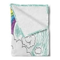 thumbnail image 2 of Cartoon Soft Flannel Fleece Throw Blanket, Childish Like Drawing Image with Happy Clouds and Sun Vivid Rainbow Print, Cozy Plush for Indoor and Outdoor Use, 60" x 80", Multicolor, by Ambesonne, 2 of 5