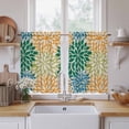 thumbnail image 2 of Green Orange Blue Flowers Kitchen Curtains 45 Inch Length, Botanical Budding Floral Tiers Curtains for Bathroom Bedroom Cafe, Light Filtering Small Window Treatment Short Drapes 2 Panels 42"Wx45"L, 2 of 9