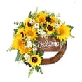 thumbnail image 2 of 40cm-colores de otoño girasol decorativo placa de puerta de girasol de madera corona de fiesta de abeja, 2 of 5