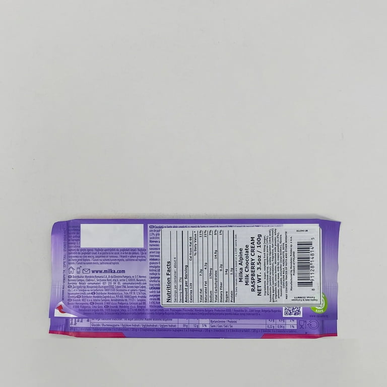 Milka Chocolate Flavored Raspberry Cream Filling Alpine Milk Bar
