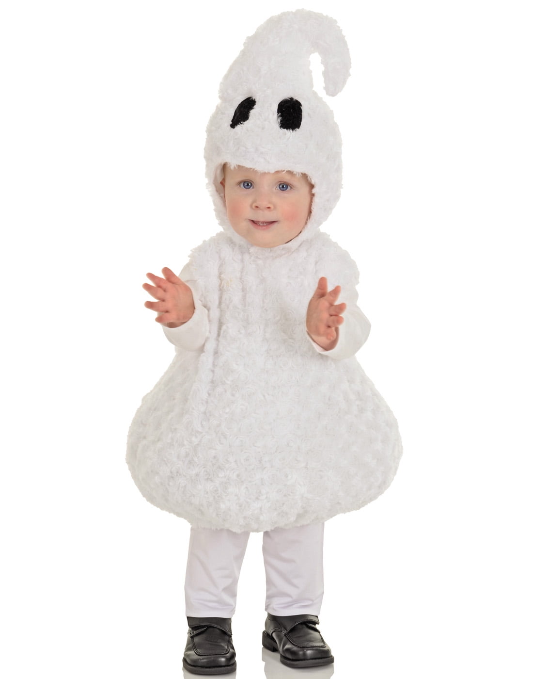 Ghost Unisex Childs Furry Cute White One Piece Halloween Costume-XS