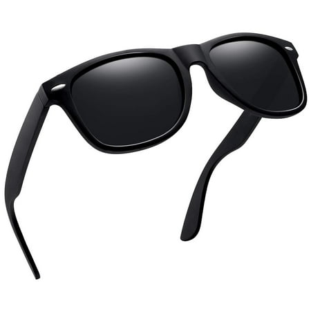 Joopin Square Sunglasses Polarized UV Protection Retro Trendy Designer Sun Glasses Men Women (Black)