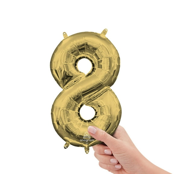 16 inch Number 8 - Anagram - White Gold (Air-Fill Only) Foil Mylar Balloon - Party Supplies Decorations