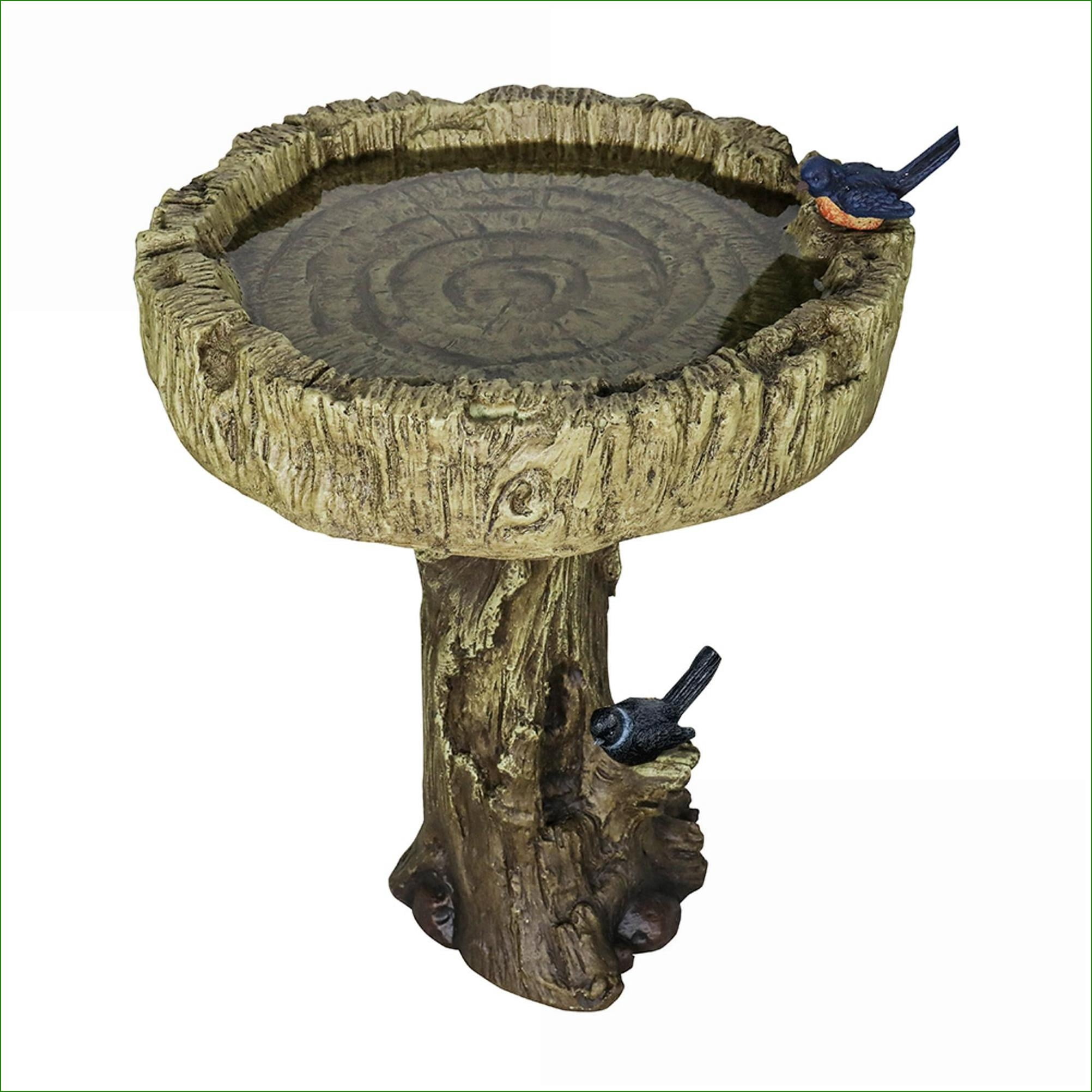 Bird Baths, 24.4" High Rustic Outdoor Bird Bath for Garden Patio Backyard | Concrete Cement | Tan Brown