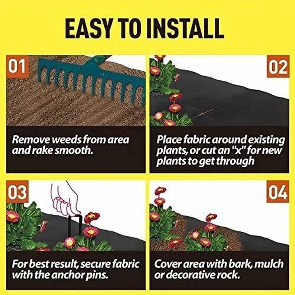 LITA 3x100 ft Heavy Duty Weed Barrier Landscape Fabric for Outdoor Gardens Non Woven Weed Blocker Fabric