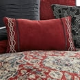 9 Piece Queen Size Comforter Set With Medallion Print Red And Blue