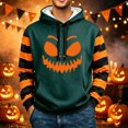 thumbnail image 4 of Mens Halloween Pumpkin Face Hoodies Funny Holiday Sweatshirts Dark Green-W01 XL, 4 of 4