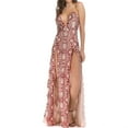 thumbnail image 5 of SWSMCLT Women's High Slit Maxi Dress Deep Homecoming Hoco Long Evening Gown Floral Slit Wedding Sexy V Neck Backless Sequin Cocktail Bridesmaid Party Full-Length Red 10, 5 of 5