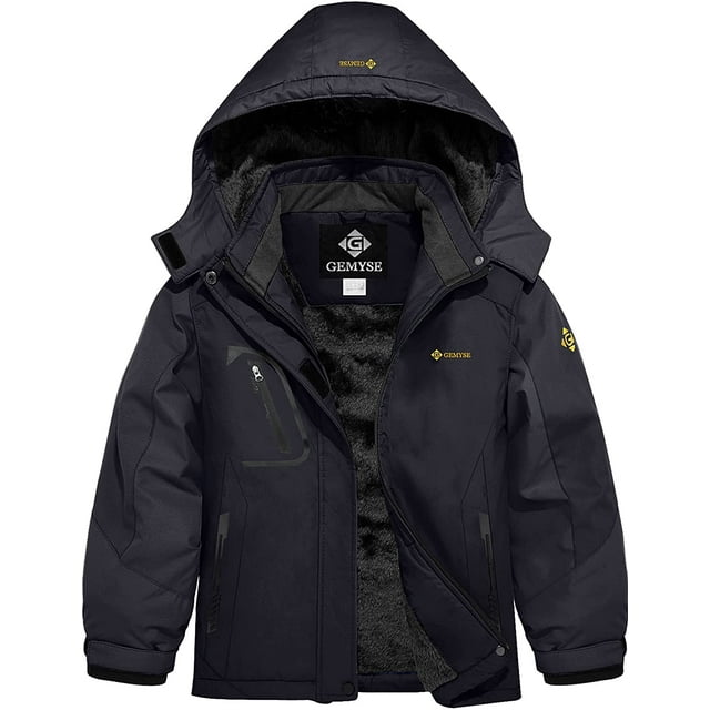Girl's Waterproof Ski Snow Jacket Fleece Windproof Winter Jacket with Hood