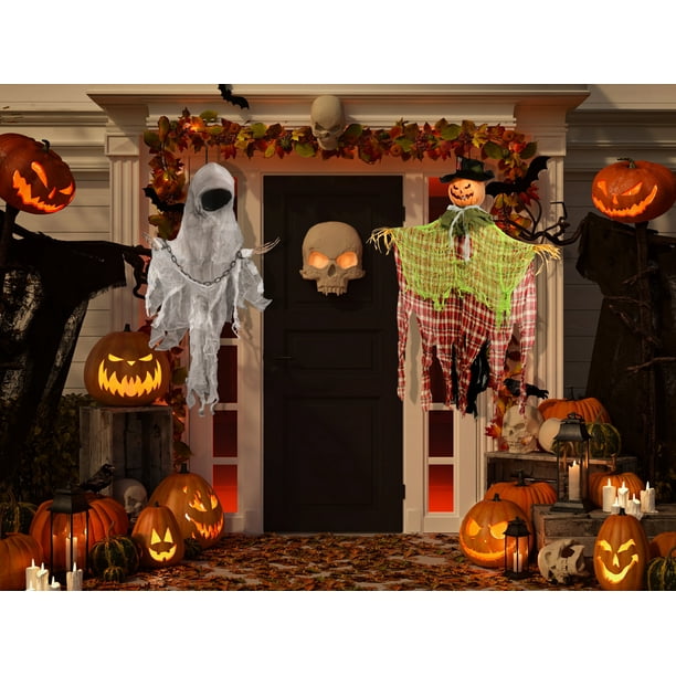 Jack O Lantern Scarecrow Haunted House Prop Animatronics Halloween Party Decor Jack O Lantern Scarecrow Haunted House Prop Animatronics Halloween Party Decor