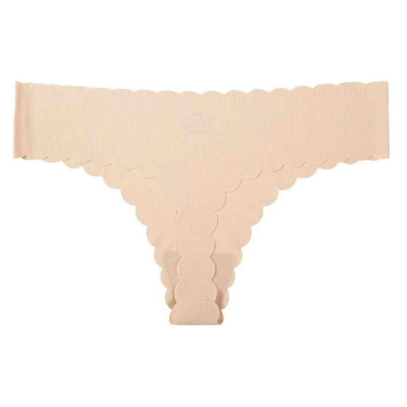 Bigersell Plus Size Womens Underwear Clearance Womens Underwear High Waist Thong Panty Style P-982 Nylon Period Panties Cotton Thongs Briefs Mid Waist Women's Briefs Beige S