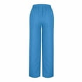 thumbnail image 5 of Jinhomg Womens Casual Linen Pants Loose Fit Comfy Wide Leg Palazzo Pants Baggy Elastic Drawstring Waist Lounge Pants Summer Flowy Beach Pants Light Blue XXL, 5 of 8