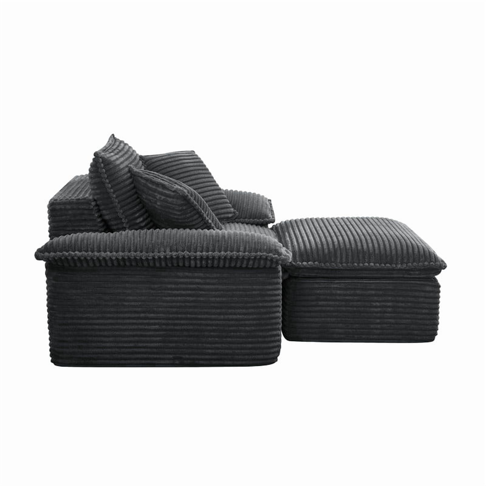Oversized Single Sofa Chair with Movable 2-Layer Ottoman Set, Chaise Lounge Lazy Sofa, Modular Accent Floor Sofa