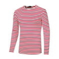 thumbnail image 5 of INSPIRE CHIC Men's Striped T-Shirt Long Sleeves Crew Neck Stripe Basic Tops L Red, 5 of 6