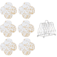 thumbnail image 1 of Posavasos antiescaldado de hoja de oro de lujo con luz acrílica de 7 piezas, posavasos de acrílico 6 piezas [trébol] + soporte de posavasos [plateado] 6 piezas MFZFUKR CPB-DE-WX869-8, 1 of 5